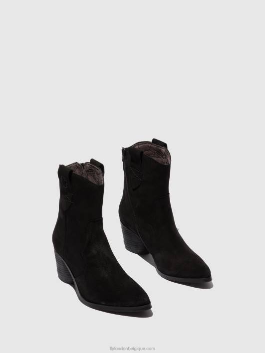 bottines zippées alba825 Fly London femmes daim noir 0FBB188