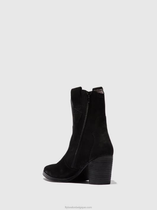 bottines zippées alba825 Fly London femmes daim noir 0FBB188