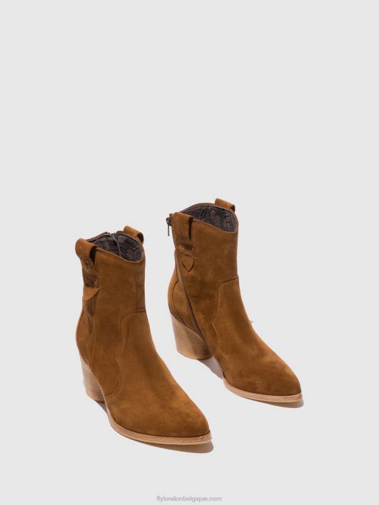 bottines zippées alba825 Fly London femmes suède cognac 0FBB187