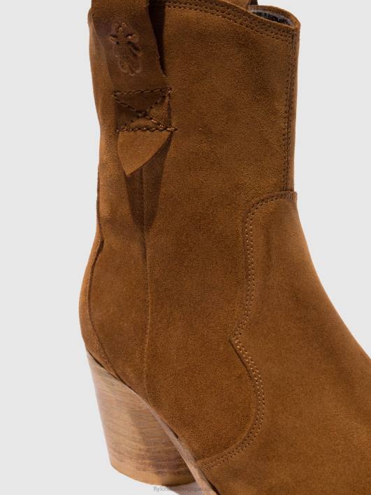 bottines zippées alba825 Fly London femmes suède cognac 0FBB187