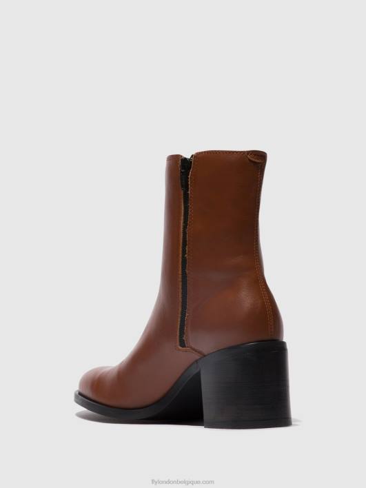bottines zippées amel913 Fly London femmes Cognac 0FBB71