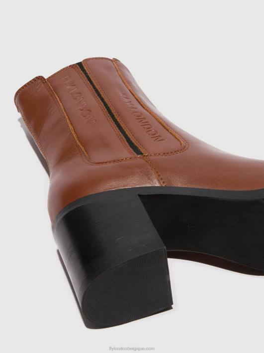 bottines zippées amel913 Fly London femmes Cognac 0FBB71