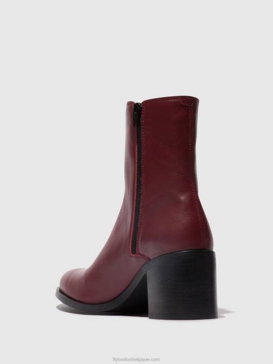 bottines zippées amel913 Fly London femmes vin 0FBB72