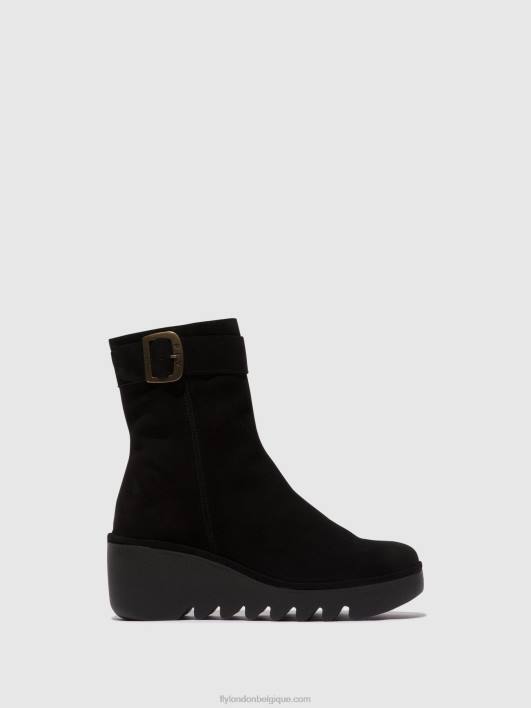 bottines zippées bepp396 Fly London femmes suède huile noir 0FBB5