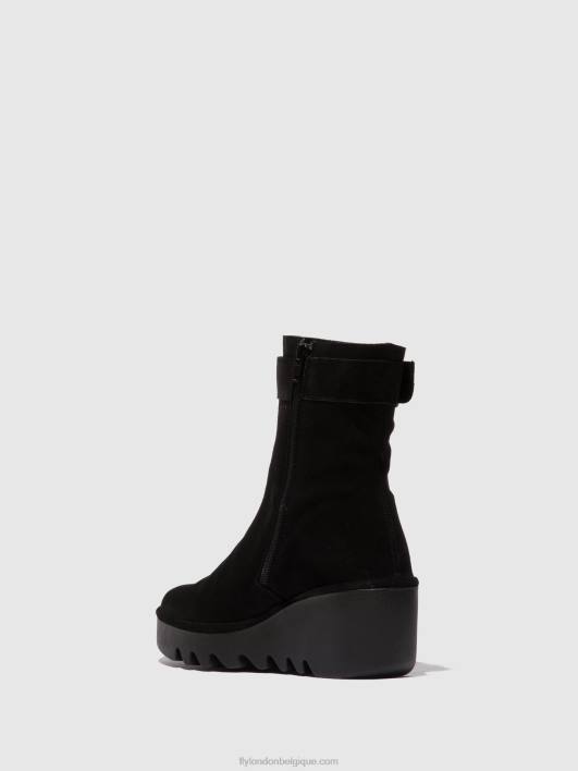 bottines zippées bepp396 Fly London femmes suède huile noir 0FBB5