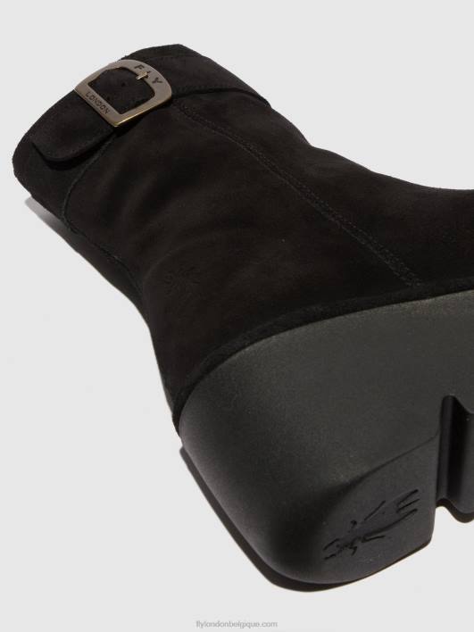 bottines zippées bepp396 Fly London femmes suède huile noir 0FBB5