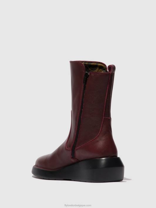 bottines zippées brin516 Fly London femmes Bordeaux 0FBB64