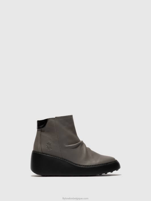 bottines zippées dabe461 Fly London femmes gris (semelle noire) 0FBB23