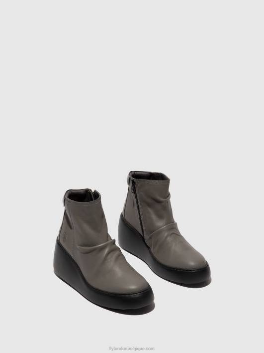 bottines zippées dabe461 Fly London femmes gris (semelle noire) 0FBB23