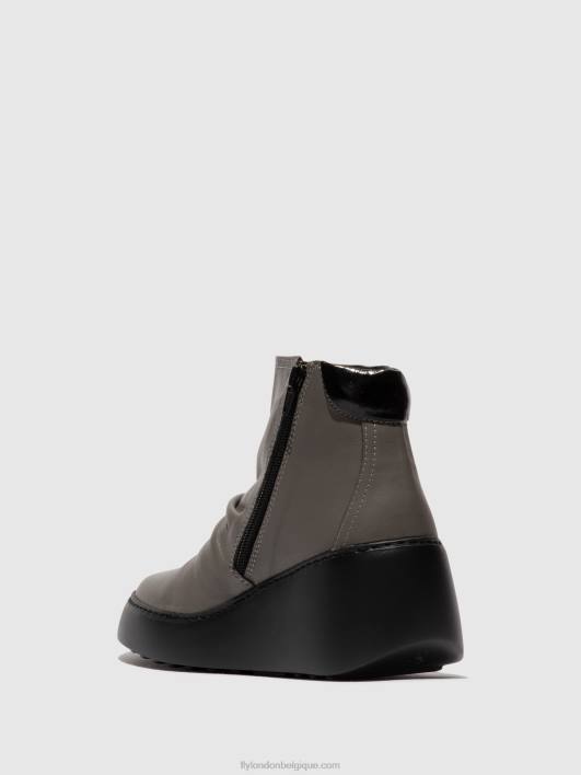 bottines zippées dabe461 Fly London femmes gris (semelle noire) 0FBB23