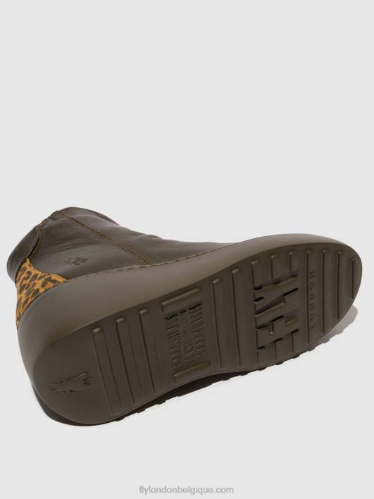 bottines zippées dabe461 Fly London femmes vert foncé/tan 0FBB24