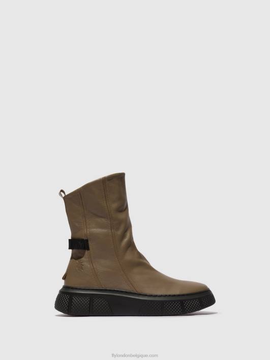 bottines zippées esen485 Fly London femmes taupe (semelle noire) 0FBB60