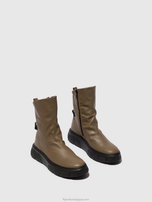 bottines zippées esen485 Fly London femmes taupe (semelle noire) 0FBB60