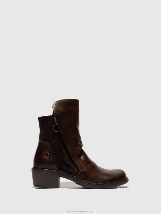 bottines zippées mely074 Fly London femmes tapis/suède huilé marron foncé/expresso 0FBB172