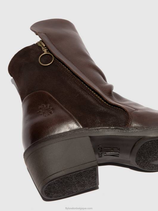 bottines zippées mely074 Fly London femmes tapis/suède huilé marron foncé/expresso 0FBB172