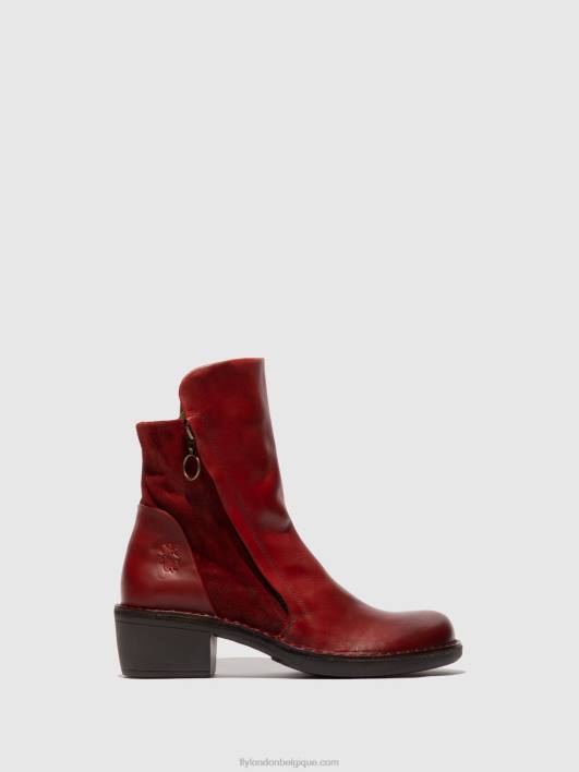 bottines zippées mely074 Fly London femmes tapis/suède huilé rouge 0FBB179