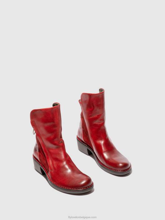 bottines zippées mely074 Fly London femmes tapis/suède huilé rouge 0FBB179