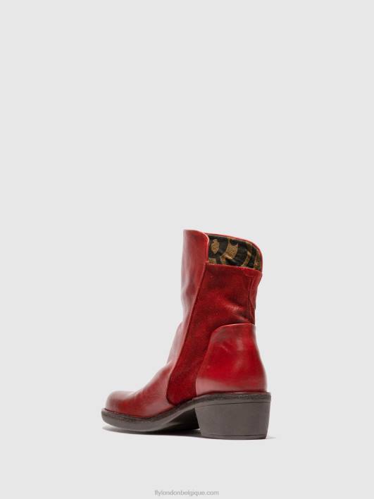 bottines zippées mely074 Fly London femmes tapis/suède huilé rouge 0FBB179