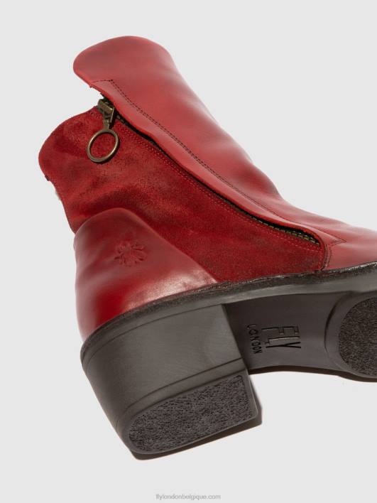 bottines zippées mely074 Fly London femmes tapis/suède huilé rouge 0FBB179