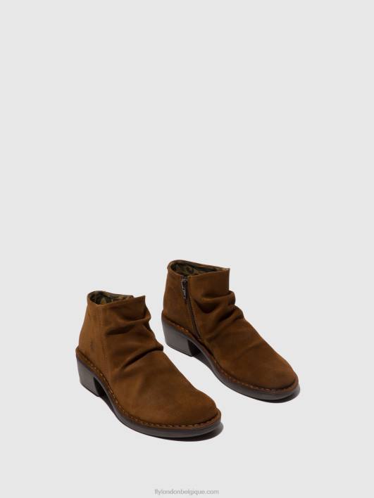 bottines zippées merk093 Fly London femmes chameau 0FBB55