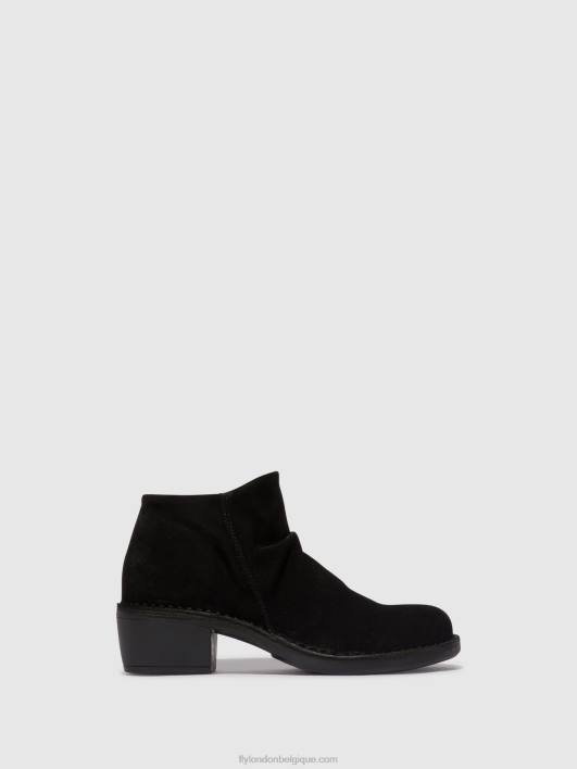 bottines zippées merk093 Fly London femmes suède huile noir 0FBB2