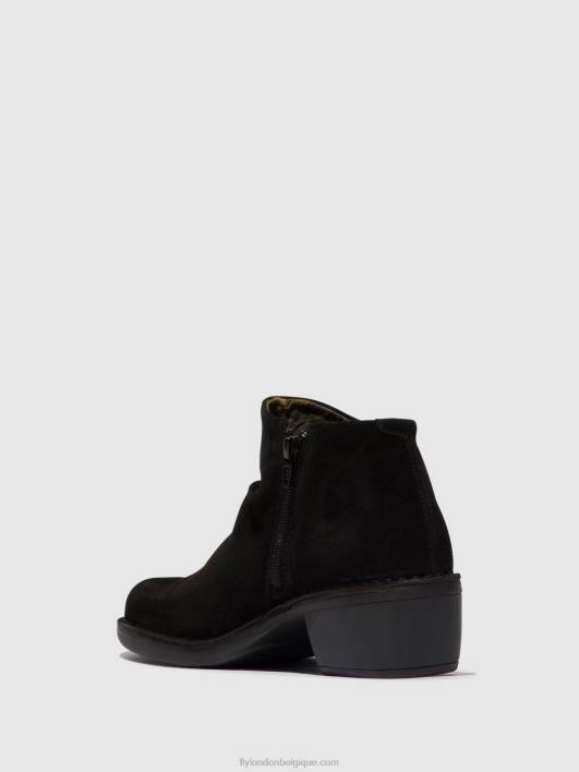 bottines zippées merk093 Fly London femmes suède huile noir 0FBB2