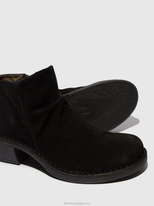 bottines zippées merk093 Fly London femmes suède huile noir 0FBB2