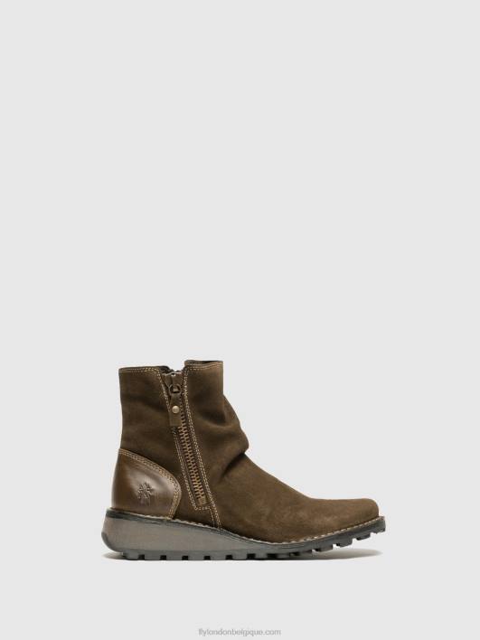 bottines zippées mon944 Fly London femmes boue/olive 0FBB12
