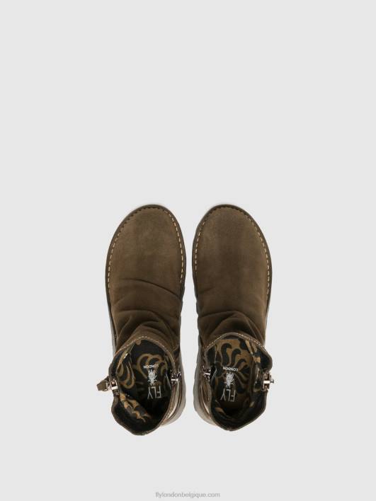 bottines zippées mon944 Fly London femmes boue/olive 0FBB12