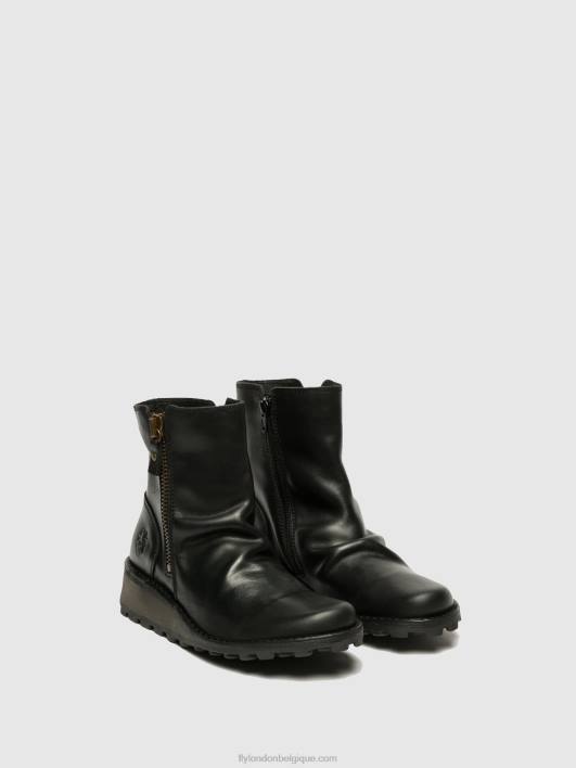 bottines zippées mon944 Fly London femmes noir 0FBB269