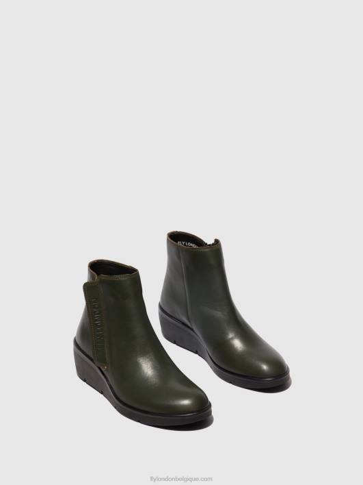 bottines zippées nula550 Fly London femmes vert foncé 0FBB43