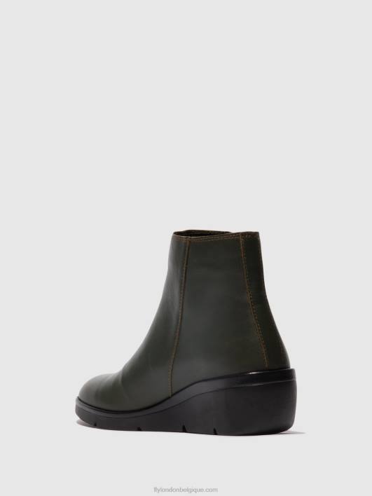 bottines zippées nula550 Fly London femmes vert foncé 0FBB43