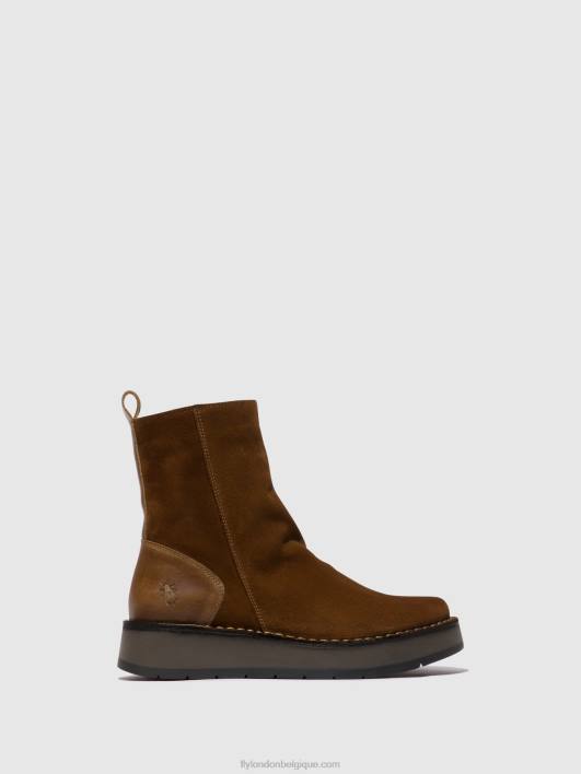 bottines zippées reno053 Fly London femmes chameau 0FBB44