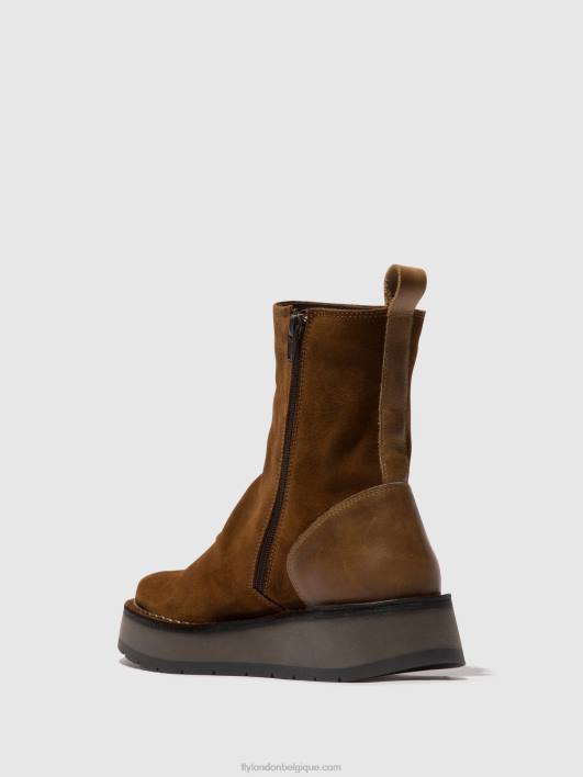 bottines zippées reno053 Fly London femmes chameau 0FBB44
