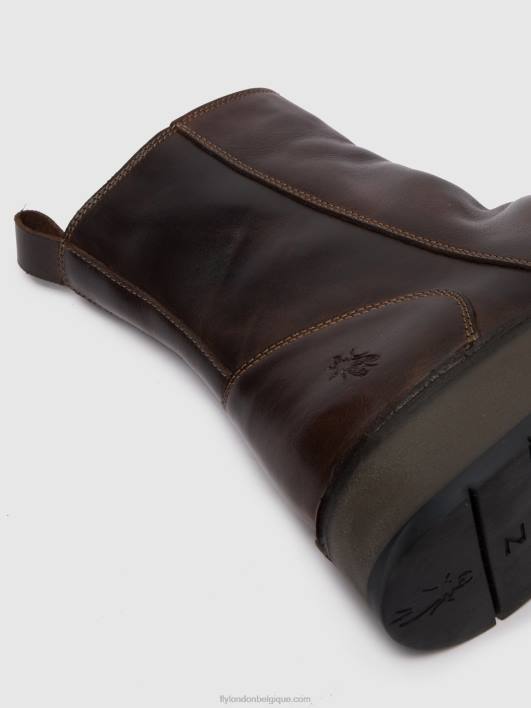 bottines zippées reno053 Fly London femmes tapis dk. brun 0FBB285