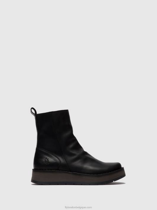 bottines zippées reno053 Fly London femmes tapis noir 0FBB253