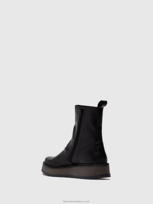 bottines zippées reno053 Fly London femmes tapis noir 0FBB253