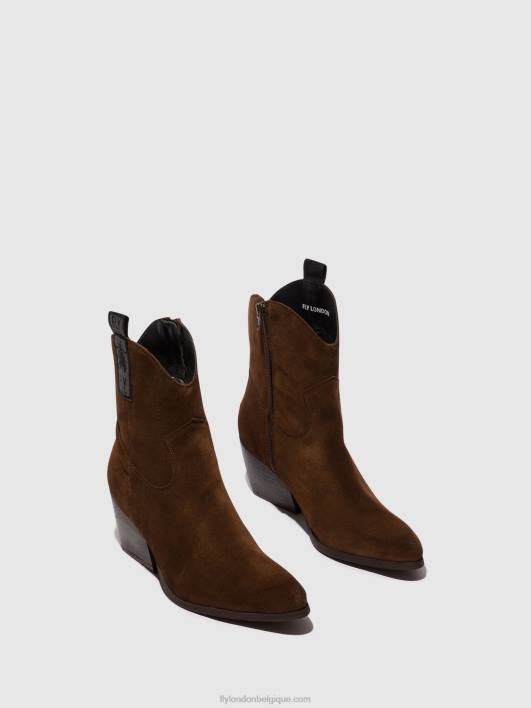 bottines zippées tabb905 Fly London femmes chocolat 0FBB33
