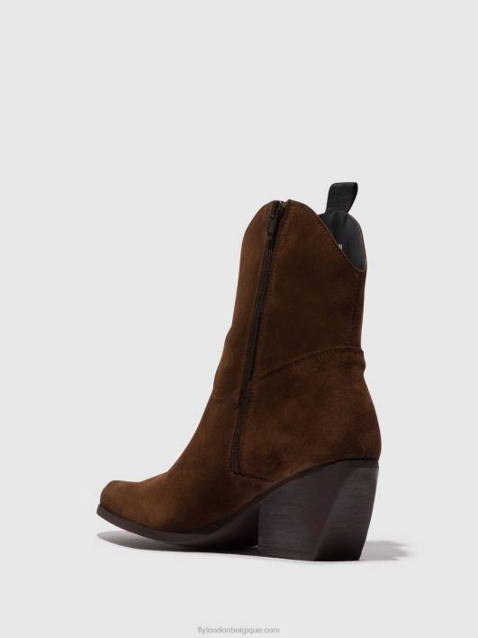 bottines zippées tabb905 Fly London femmes chocolat 0FBB33