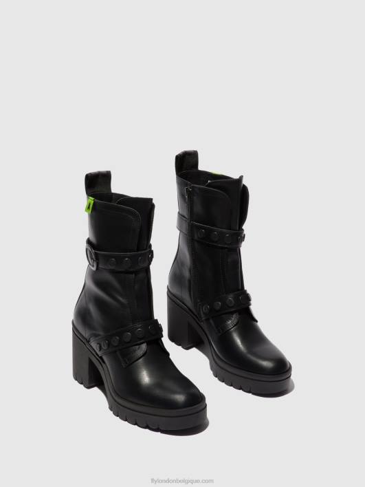 bottines zippées tama888 Fly London femmes noir nausica 0FBB160