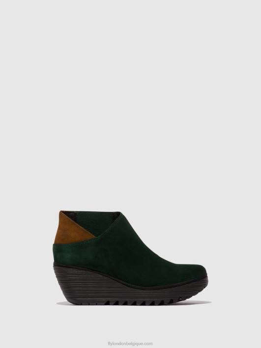 bottines zippées yego400 Fly London femmes vert forêt/chameau 0FBB30