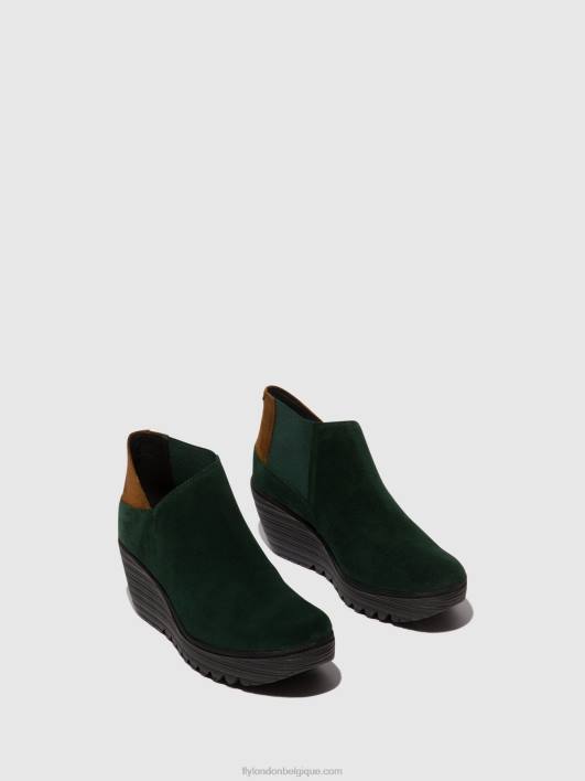 bottines zippées yego400 Fly London femmes vert forêt/chameau 0FBB30