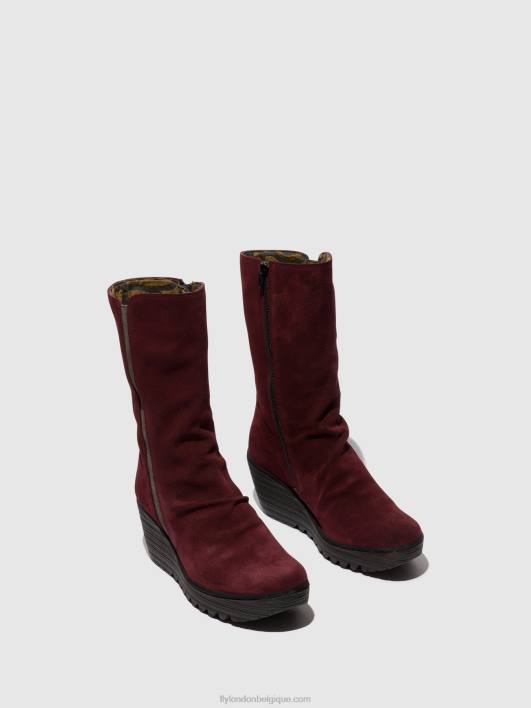 bottines zippées yemy408 Fly London femmes vin/gazole 0FBB26
