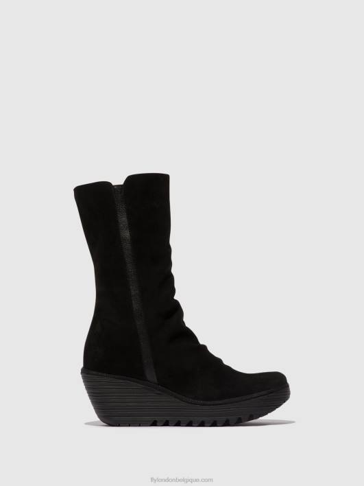 bottines zippées yemy408 huile Fly London femmes daim/mousse noir 0FBB3