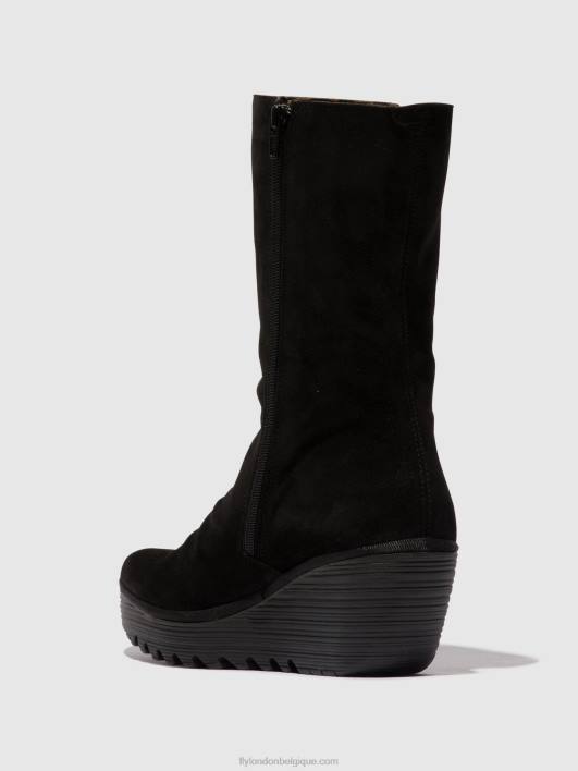 bottines zippées yemy408 huile Fly London femmes daim/mousse noir 0FBB3