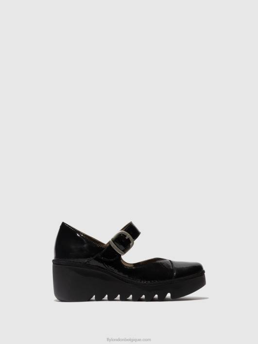 chaussures à boucle baxe428 Fly London femmes noir de louxor 0FBB621
