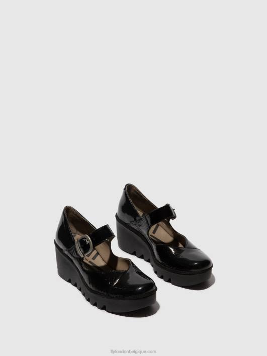 chaussures à boucle baxe428 Fly London femmes noir de louxor 0FBB621