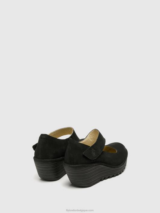 chaussures compensées yasi682 Fly London femmes noir 0FBB699