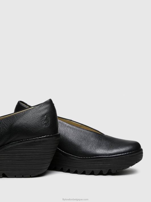 chaussures compensées yaz Fly London femmes noir brillant 0FBB702