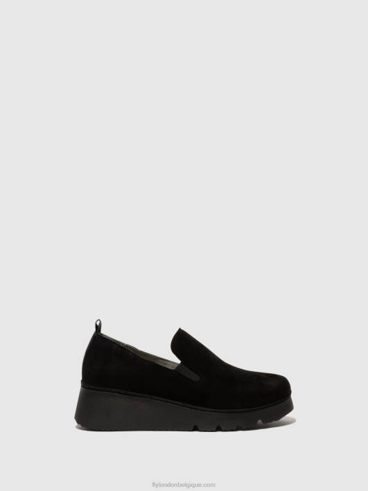 chaussures à enfiler pece406 Fly London femmes daim noir 0FBB665